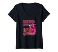 Femme Kpop Demon Hunters Saja Boys Glowing Lights Jinu T-Shirt avec Col en V