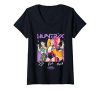 Femme Kpop Demon Hunters Singing Signatures T-Shirt avec Col en V