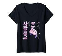 Femme Kpop T-Shirt Pop Coréenne K-Drama Corée Séoul T-Shirt avec Col en V