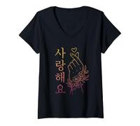 Femme Kpop T-Shirt Pop Coréenne K-Drama Corée Séoul T-Shirt avec Col en V