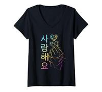 Femme Kpop T-Shirt Pop Coréenne K-Drama Corée Séoul T-Shirt avec Col en V