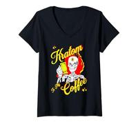 Femme Kratom is My Coffee Exotic Tea Lovers Tête de Mort 3ème œil T-Shirt avec Col en V