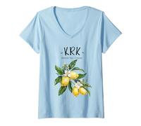 Femme Krk Lemon Art Croate Lover Croatie Mer Adriatique T-Shirt avec Col en V
