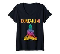 Femme Kundalini Yoga Meditation Ek Ong Kar Signe Om Couleur Chakra T-Shirt avec Col en V