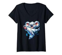 Femme Kung Fu Koala Master of Kicks T-Shirt avec Col en V