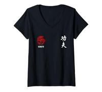 Femme Kung Fu T-Shirt avec Col en V