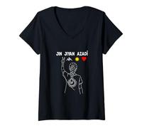 Femme Kurdistan : Norouz, Jin, Jiyan, Azadî Rojava, J'aime Le Kurdistan T-Shirt avec Col en V