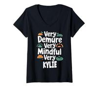 Femme Kylie Personalized Very Demure Very Mindful Kylie Name T-Shirt avec Col en V