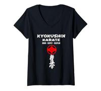 Femme Kyokushin Kyokushinkai Karaté Oyama Honor Respect Discipline T-Shirt avec Col en V