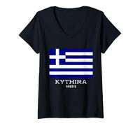 Femme Kythira Grèce Île Grecque Hellas Souvenir de Vacances T-Shirt avec Col en V