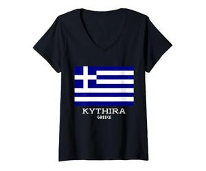 Femme Kythira Grèce Île Grecque Hellas Souvenir de Vacances T-Shirt avec Col en V