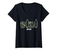 Femme Kyushu Japan Kyushu City a établi Un Design Vintage T-Shirt avec Col en V