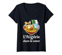 Femme L’Algérie dans Le Cœur - Fierté Nationale T-Shirt avec Col en V