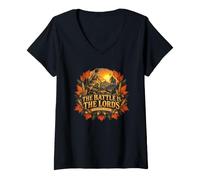 Femme La Bataille est Celle du Seigneur 1 Samuel 17:47 David Goliath T-Shirt avec Col en V