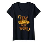 Femme La Bible chrétienne Reste passionnée pour la Parole de Dieu T-Shirt avec Col en V