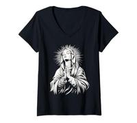 Femme La Bienheureuse Vierge Marie T-Shirt avec Col en V