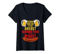 Femme La bière Allemande est la Poitrine La Nourriture Allemande est Le Wurst drôle T-Shirt avec Col en V