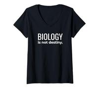 Femme La biologie n'est Pas Le Destin Science Equality Citation T-Shirt avec Col en V