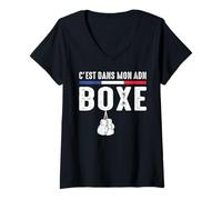 Femme La Boxe C'est dans Mon adn Boxing Combat Ring De Boxe Drôle T-Shirt avec Col en V