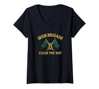 Femme La Brigade Irlandaise ouvre la Voie - Histoire de la Guerre Civile américaine T-Shirt avec Col en V