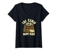 Femme La cabane est Mon Endroit idéal pour Faire du Camping T-Shirt avec Col en V