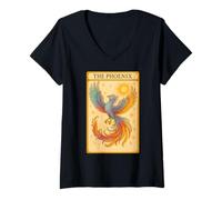 Femme La Carte de Tarot Vintage du Lecteur Phoenix T-Shirt avec Col en V