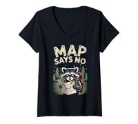 Femme La Carte Dit qu'il n'y a Pas de Blague sur la randonnée Raccoon Outdoor Funny Hiker T-Shirt avec Col en V