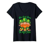 Femme La Chance Tourne dans Mon Clan Irish Leprechauns St T-Shirt avec Col en V