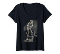 Femme La chanteuse de l'école Alice Cooper Live par Dick Barnatt T-Shirt avec Col en V