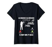 Femme La Chasse Au Sanglier m'appelle Il Faut Que J'Y Aille T-Shirt avec Col en V