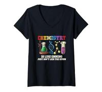 Femme La Chimie, C'est comme Cuisiner, C'est drôle, il Suffit de ne Pas lécher la cuillère T-Shirt avec Col en V