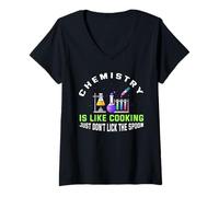 Femme La Chimie C'est comme Cuisiner | Chemie Shirts | Chemie Tee T-Shirt avec Col en V