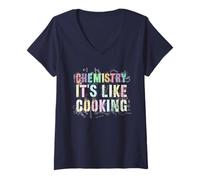 Femme La Chimie rétro, C'est comme Cuisiner, Un Professeur d'équipe de Physique apprend T-Shirt avec Col en V