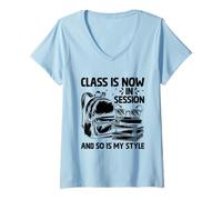 Femme La classe est maintenant en session et mon style est de retour à l'école T-Shirt avec Col en V