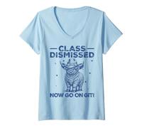 Femme La st renvoyée, passez à Git Funny Highland Cow Last Day T-Shirt avec Col en V