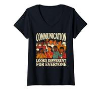 Femme La Communication est différente pour Tout Le Monde T-Shirt avec Col en V