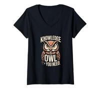Femme La Connaissance, C'est Un Hibou, Vous Avez Besoin d'informations T-Shirt avec Col en V