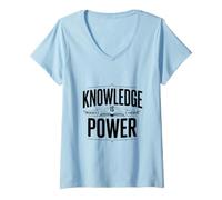 Femme La Connaissance est Le Pouvoir T-Shirt avec Col en V
