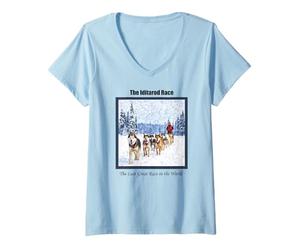 Femme La Course Iditarod en Alaska T-Shirt avec Col en V