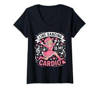 Femme La Danse en Ligne est Mon Cardio T-Shirt avec Col en V
