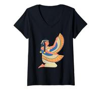 Femme La Déesse Égyptienne Isis comme Symbole du Pouvoir Féminin T-Shirt avec Col en V