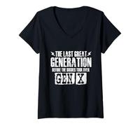 Femme La dernière Grande génération Avant Les Sissies - Gen X Gen Xer T-Shirt avec Col en V