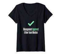 Femme La Direction a approuvé l'annonce de Grossesse d'un Nouveau Membre de l'équipe T-Shirt avec Col en V
