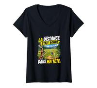 Femme La Distance était Bonne Humour Archer Tir À L’Arc T-Shirt avec Col en V