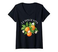 Femme La Dolce Vita X Huile d'apéro Spritz Orange Collection T-Shirt avec Col en V