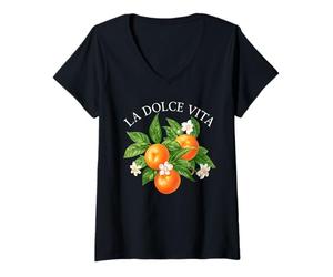 Femme La Dolce Vita X Huile d'apéro Spritz Orange Collection T-Shirt avec Col en V