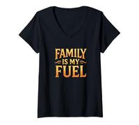 Femme La famille est mon carburant. Parentalité, amour, objectif. T-Shirt avec Col en V