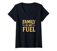 Femme La famille est mon carburant. Parentalité, amour, objectif. T-Shirt avec Col en V