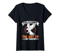 Femme La fauconnerie l'art de la poésie céleste La fauconnerie T-Shirt avec Col en V