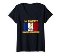 Femme La Fayette F710 Frégate Papa Grand-père Vétérans T-Shirt avec Col en V